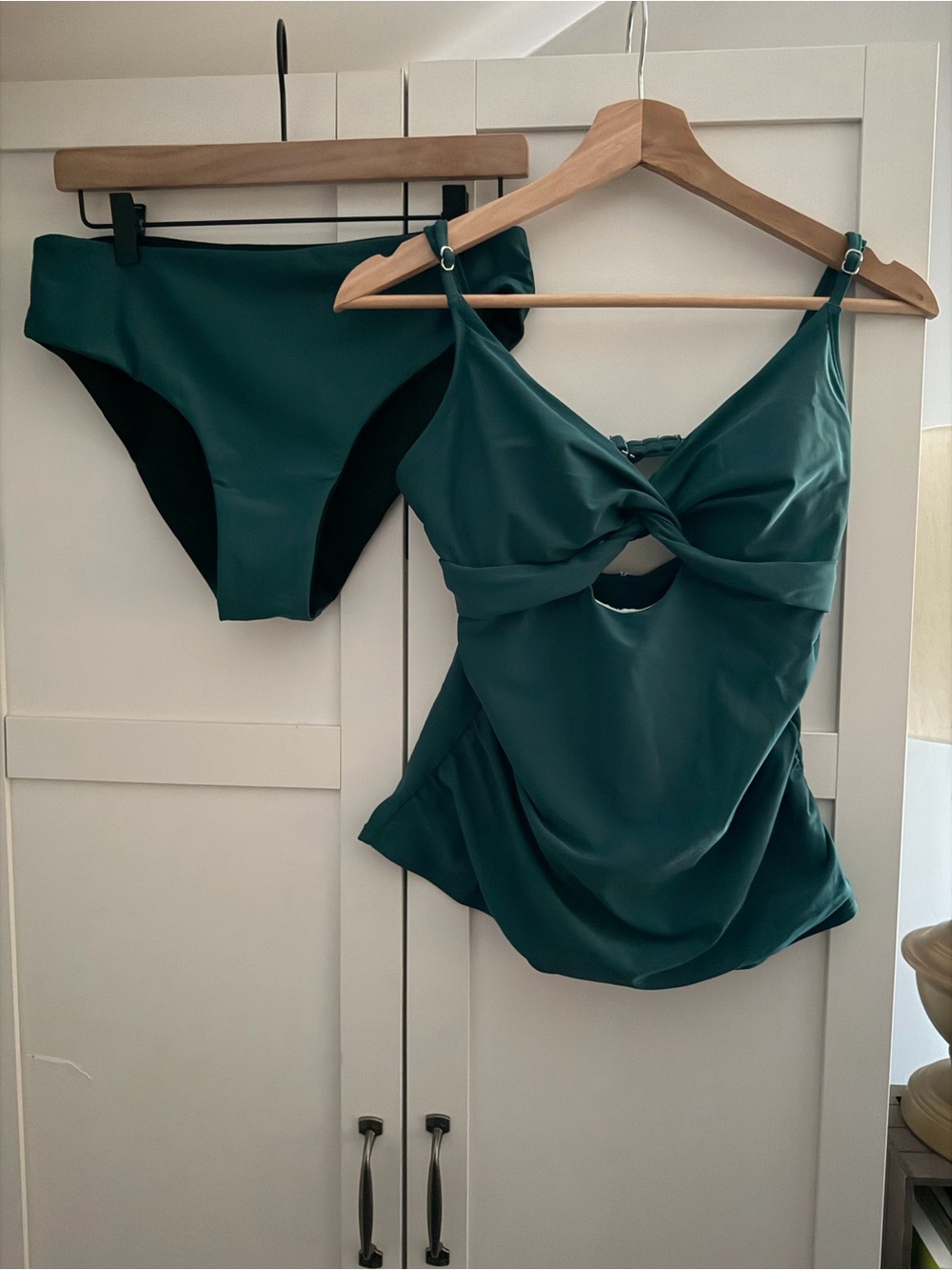 Cupshe Deep Teal Twist Front Tankini Set